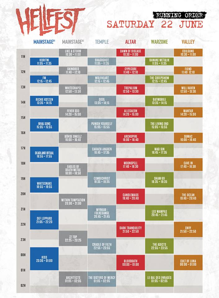 Le Running Order du Hellfest dévoilé